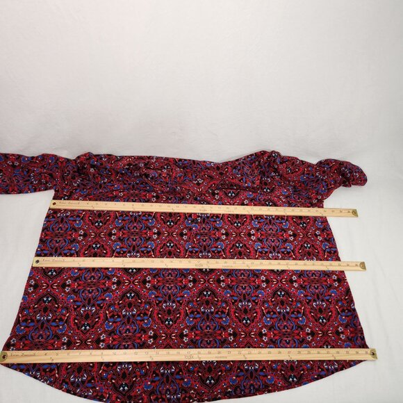 CATHERINES Preppy Multicolor Floral Roll Tab Shirt Tunic Top Size 4X New No Tag! - Picture 15 of 16